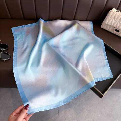 Women Fashion Gradient Print Square Scarf Lightweight Satin Feel Neck Scarf Head Scarf