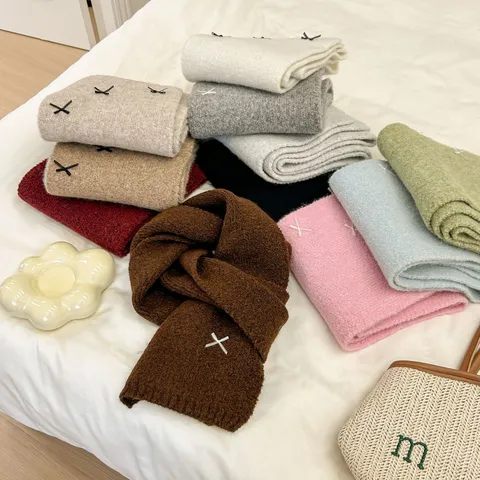 Winter Warm Wool Blend Knitted Scarf Solid Color Casual Soft Cozy Neck Warmer Unisex Fashion Winter Accessories
