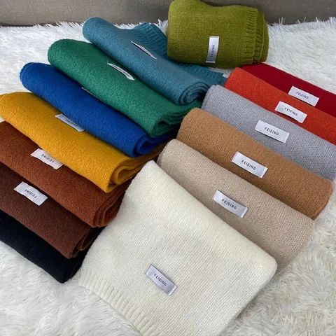 Women's Winter Warm Knitted Scarf Solid Color Tassel Long Thickened Neck Scarf Cold Weather Accessories