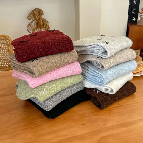 Winter Warm Wool Blend Knitted Scarf Solid Color Casual Soft Cozy Neck Warmer Unisex Fashion Winter Accessories