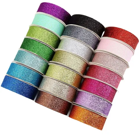 Cinta de Purpurina Súper Brillante Poliéster Cinta Resplandeciente Para Envolver Regalos Caja de Flores Accesorios Para El Cabello DIY Decoración De Fiesta Boda