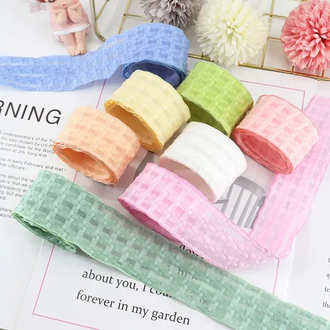 Checkered Chiffon Ribbon Woven Polyester Plaid Tulle Ribbon For DIY Bow Hair Accessories Clothing Trim Hat Decor Gift Wrapping Craft Material