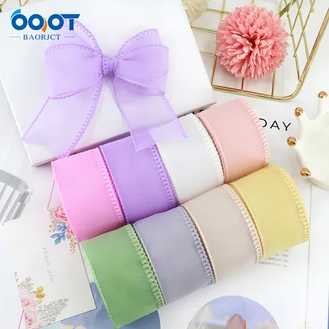 Polyester Wellenkante Organzaband Für DIY Haarschleifen Hochzeit Party Dekoration Geschenkverpackung Bandrolle Nähzubehör