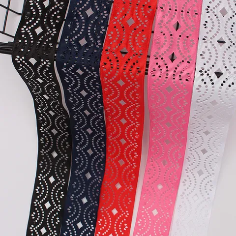 Wide Wave Hollow Embossed Grosgrain Ribbon For Handmade DIY Bow Clothing Accessories Gift Packaging Craft Ribbon Roll