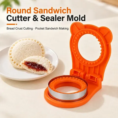 Cortador Y Sellador De Sándwiches PP Plástico Acero Inoxidable Molde Para Pan De Bolsillo DIY Forma De Oso Redondo