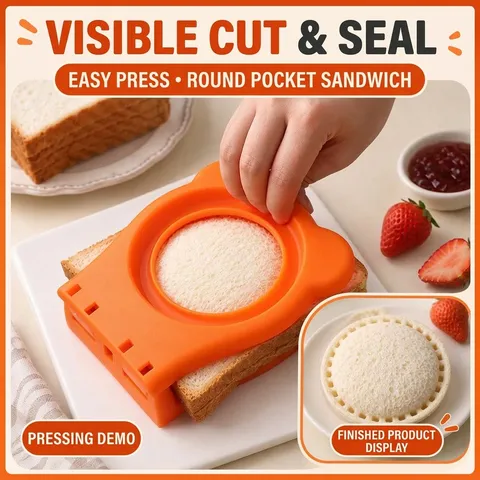 Cortador Y Sellador De Sándwiches PP Plástico Acero Inoxidable Molde Para Pan De Bolsillo DIY Forma De Oso Redondo