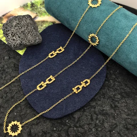 Titanstahl U-förmige Hufeisen Klee Pullover Kette Halskette Für Damen Herren Mode Luxus Schmuck Geschenk
