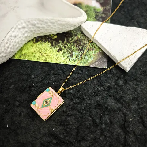 Acciaio al Titanio Collana con Ciondolo a Libro Apribile Strass Placcato Oro Medaglione Lettera d'Amore Per Donne Uomini Gioielli