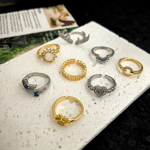Anello Aperto in Rame alla Moda per Donna Uomo Anello Regolabile Geometrico Stile Ins Gioiello Minimalista