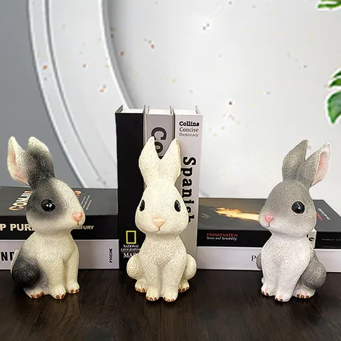 Leuk Cartoon Konijn Spaarpot Hars Geld Doos Dier Beeldje Desktop Decoratieve Ornament Paascadeau Voor Kinderen Huisdecoratie