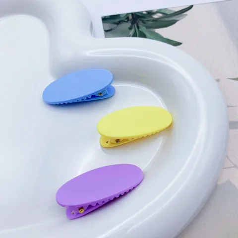 Minimalist Cute Candy Color Oval Duckbill Hair Clips Sweet Plastic Hairpins Daily Hair Accessories For Kids Girls