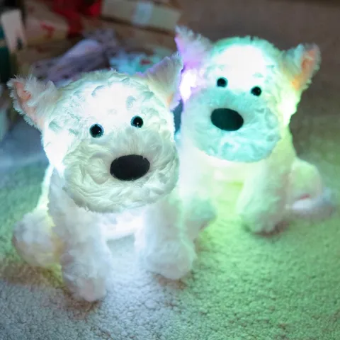 Luminous West Highland White Terrier Plush Toy Cute Stuffed Puppy Doll LED Night Light Birthday Gift For Kids