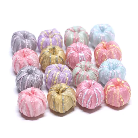 Colorful Fabric Through Hole Spacer Beads DIY Handmade Weaving Loose Beads Bracelet Jewelry Accessories