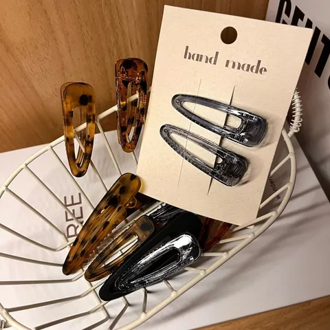 Women Girls Minimalist Resin Hollow Duckbill Hair Clips Leopard Print Side Hairpins Daily Fashion Hair Accessories