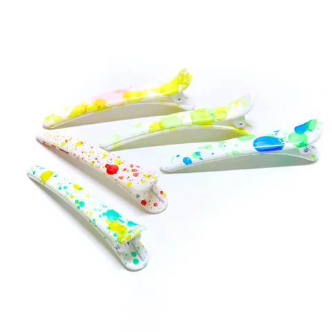 Korean Style Plastic Duckbill Hair Clip Colorful Graffiti Splatter Print Hairpin Sweet Girls Side Bangs Hair Accessories