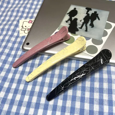 Fashion Resin Crackle Texture Duckbill Hair Clips Sweet Cool Style Side Hairpins Decorative Hair Accessories For Women