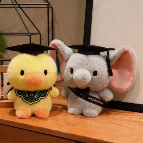 Cartoon Süß Doktor Ente Elefant Plüschtier Abschlussgeschenk Stofftier Puppe Weiches Spielzeug Abschlussfeier Dekoration