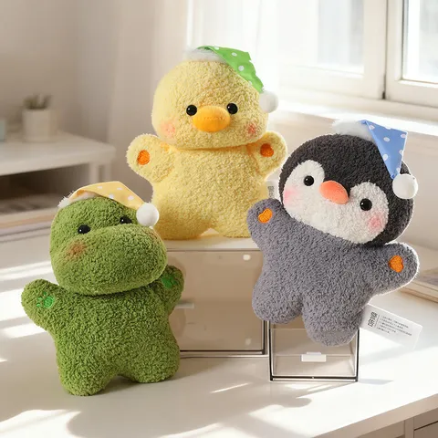 Carino Peluche Animale Cartone Animato Bambola Imbottita Morbido Panda Elefante Orso Dinosauro Pinguino Anatra Maiale Giocattolo Compagno