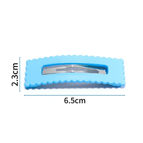 Korean Ins Style Candy Color Matte Plastic Hair Clip Wave Edge Rectangular Barrette Kids Hair Accessories