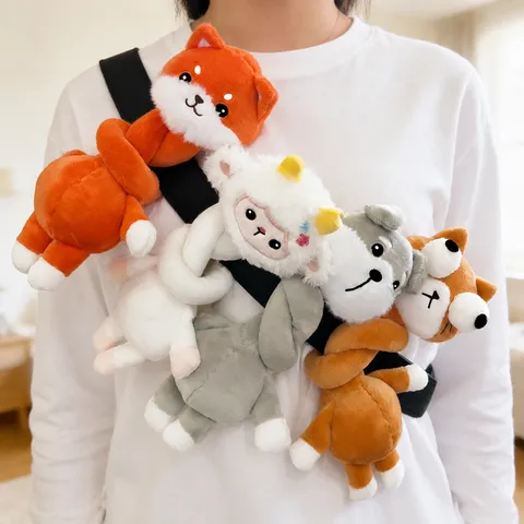 Giocattolo Peluche Animale Collo Lungo Creativo Bizzarro Carino Gatto Pecora Volpe Bambola Appesa Borsa Ornamento Per Bambini Compagno