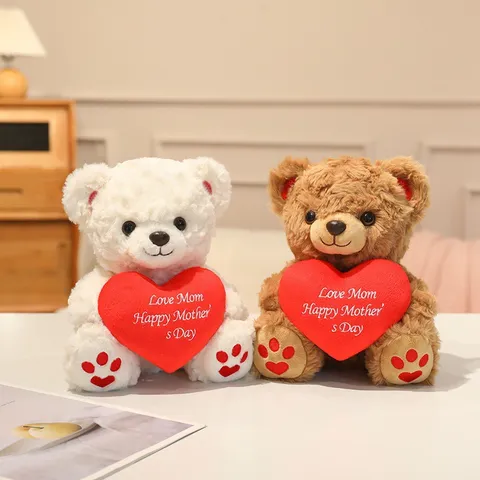 Cute Cartoon Teddy Bear Plush Toy Stuffed Animal With Heart Pillow For Kids Girls Birthday Gift