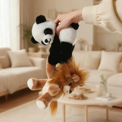 Süßes Magnetisches Kleines Tier Plüschtier Stofftier Löwe Panda Hund Fuchs Roter Panda Puppe Heimdekoration Kinderspielzeug