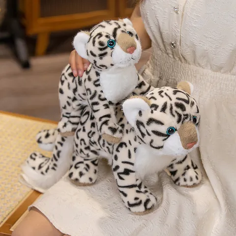 Lindo Simulación Leopardo de las Nieves Peluche Dibujos Animados Muñeca Animal Relleno Niños Juguete Reconfortante Almohada Suave Regalo