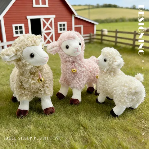 Cute Simulation Bell Little Sheep Plush Toy White Sheep Stuffed Animal Doll Children Soft Toy Birthday Gift