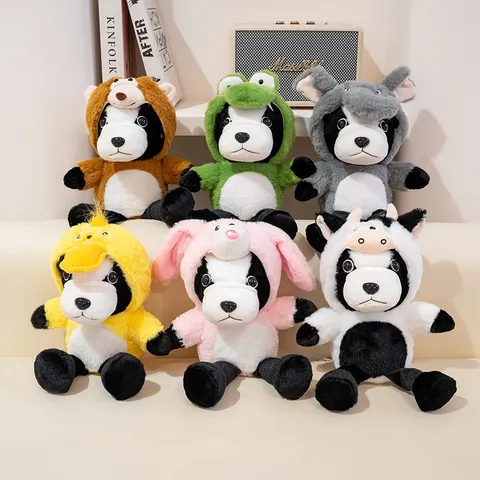 Simpatico Peluche Bulldog Costume da Animale Trasformabile Elefante Dinosauro Bambola di Pezza Regalo di Conforto per Bambini