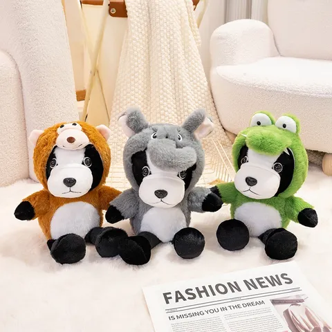 Simpatico Peluche Bulldog Costume da Animale Trasformabile Elefante Dinosauro Bambola di Pezza Regalo di Conforto per Bambini