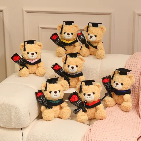 Süßer Abschluss-Teddybär Plüschtier Mit Rosenblume Doktorbär Kuscheltier Puppe Für Mädchen Abschluss-Saison Geschenk