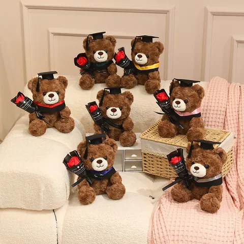 Süßer Abschluss-Teddybär Plüschtier Mit Rosenblume Doktorbär Kuscheltier Puppe Für Mädchen Abschluss-Saison Geschenk