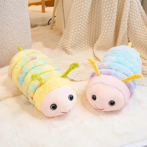 Colorful Stuffed Caterpillar Plush Toy Soft Animal Doll Children Sleeping Companion Pillow