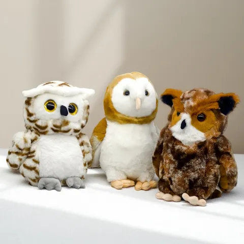 Simulation Owl Plush Toy Soft Stuffed Animal Snowy Owl Barn Owl Screech Owl Bird Doll For Children Soothing Home Decor