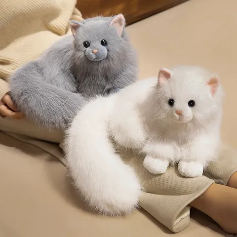 Realistic Simulation Cat Plush Toy Cute Ragdoll Stuffed Animal Kitten Doll For Kids Girls Birthday Gift Home Decorative Plushie