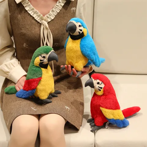 Realistic Parrot Plush Toy Macaw Stuffed Animal Soft Bird Doll For Kids Birthday Gift Home Decor Stuffed Parrot Green Blue Red Colors