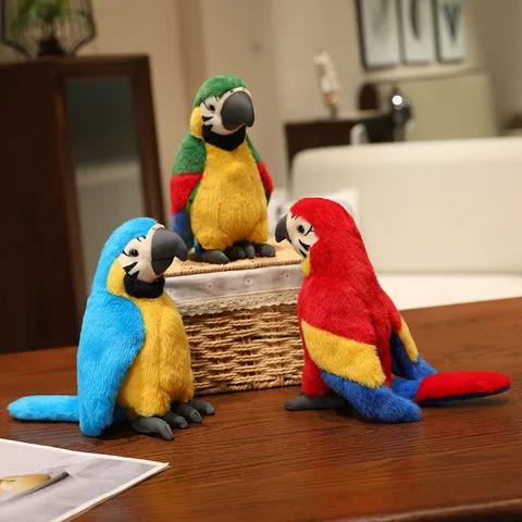 Realistic Parrot Plush Toy Macaw Stuffed Animal Soft Bird Doll For Kids Birthday Gift Home Decor Stuffed Parrot Green Blue Red Colors