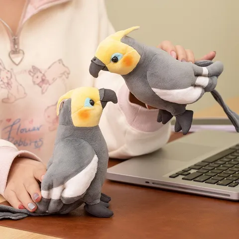 Cartoon Grey Cockatiel Parrot Plush Toy Soft Stuffed Animal Bird Doll For Kids Sleeping Companion Soothing Cloth Doll Gift