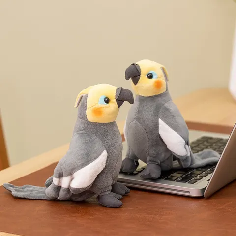 Cartoon Grey Cockatiel Parrot Plush Toy Soft Stuffed Animal Bird Doll For Kids Sleeping Companion Soothing Cloth Doll Gift