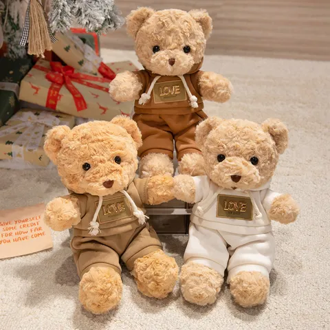 Cute Teddy Bear Plush Toy With Hoodie Soft Stuffed Animal Doll For Kids Room Decor Birthday Gift Children Comfort Bear