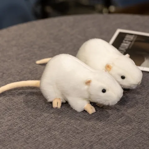 Cute Realistic White Mouse Plush Toy Stuffed Animal Mouse Doll Comforting Accompaniment Doll For Kids Nursery Home Decor