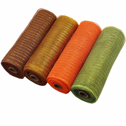 Mehrfarbig Festliches Deko Netzband Pack Mit Glitzer Metalldraht Für DIY Kranz Weihnacht Halloween Party Haus Geschenkverpackung Basteln