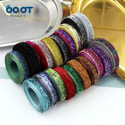 Gradient Glitter Velvet Ribbon Shiny Ribbon For DIY Hair Bows Garment Sewing Accessories Gift Wrapping Decoration