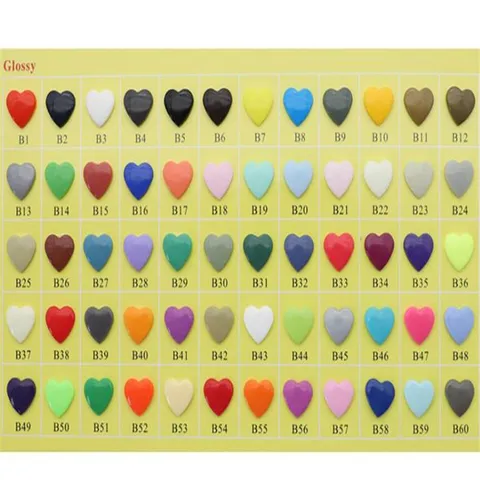 Heart Shape Resin Snap Buttons Glossy Plastic Fasteners For Kids Clothing Craft Sewing Material DIY Garment Accs