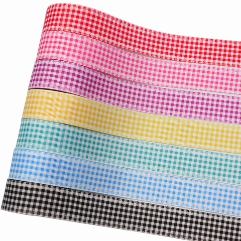 Nastro in Grosgrain Poliestere Plaid a Quadretti Stampa a Trasferimento Termico Nastro Decorativo Per Fai Da Te Cucito Confezioni Regalo