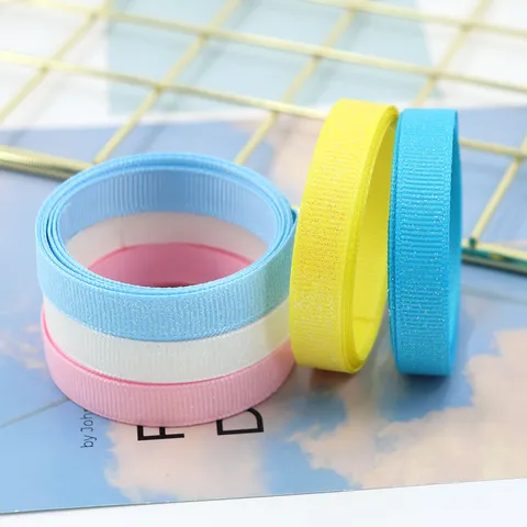 Glitter Grosgrain Ribbon Sparkling Polyester Ribbed Webbing For DIY Bows Headwear Gift Wrapping Scene Decoration Craft Accessories