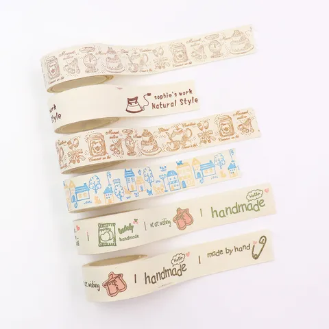 Artistic Literary Cotton Ribbon Printed French Retro Handmade Letter Linen Ribbon For Hair Bow Gift Wrapping DIY Craft Decor