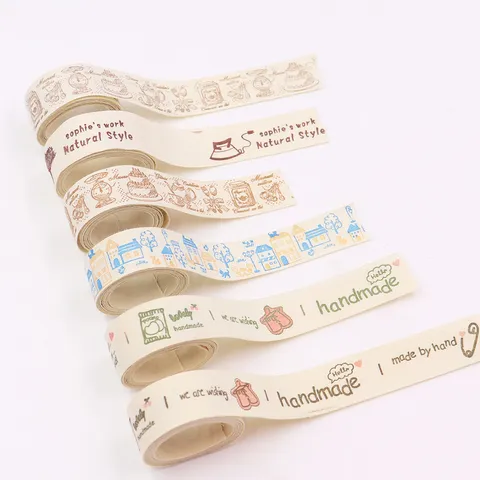 Artistic Literary Cotton Ribbon Printed French Retro Handmade Letter Linen Ribbon For Hair Bow Gift Wrapping DIY Craft Decor