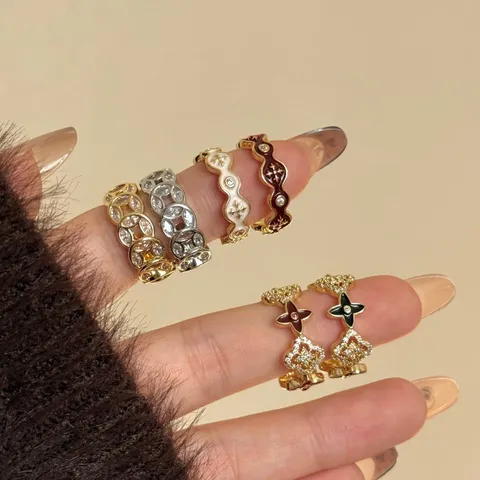 Vintage Verguld Koper Strass Kruis Bloem Open Ring Luxe Emaille Oude Munt Verstelbare Statement Vingerring Sieraden
