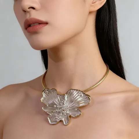 Spanish Designer Style Pearlescent Enamel Butterfly Choker Necklace Bracelet Ring Alloy Jewelry High-End Umber Purple Fashion Accessory